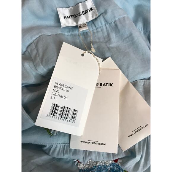 ANTIK BATIK Beata Embellished Gathered‎ Cotton Maxi Skirt Medium - Picture 5 of 13